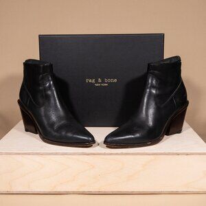 Rag & Bone Razor Black Leather Boot Size 39/9
